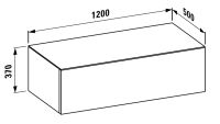 Vorschau: Laufen IL BAGNO ALESSI ONE Schubladenelement 1200, 1 Schublade, Vollauszug, techn. Zeichnung