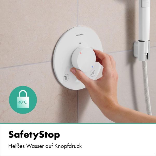 hansgrohe Ecostat Comfort S Thermostat, 2 Funktionen mit Sicherungskombination, weiß matt