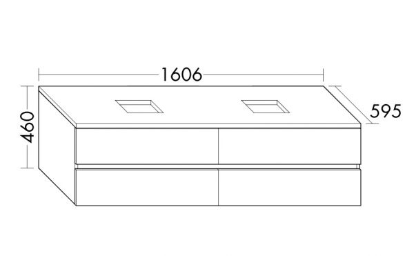 Burgbad Cube Waschtischunterschrank passend zu Grohe Cube Aufsatzschalen, mit 4 Auszügen, 160,6cm WWXZ161F3781