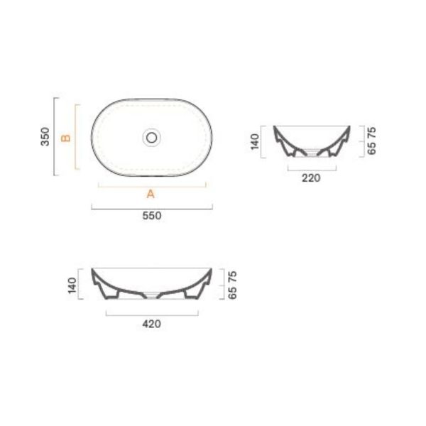 Catalano Sfera Aufsatzwaschbecken 55x35cm CATAglaze+