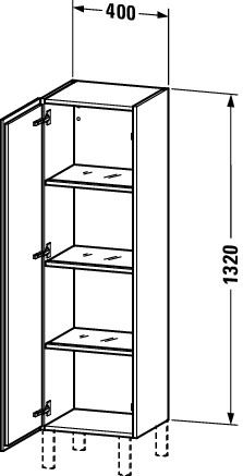 Duravit L-Cube Halbhochschrank 40x132x36,3cm mit 1 Tür, Türanschlag links