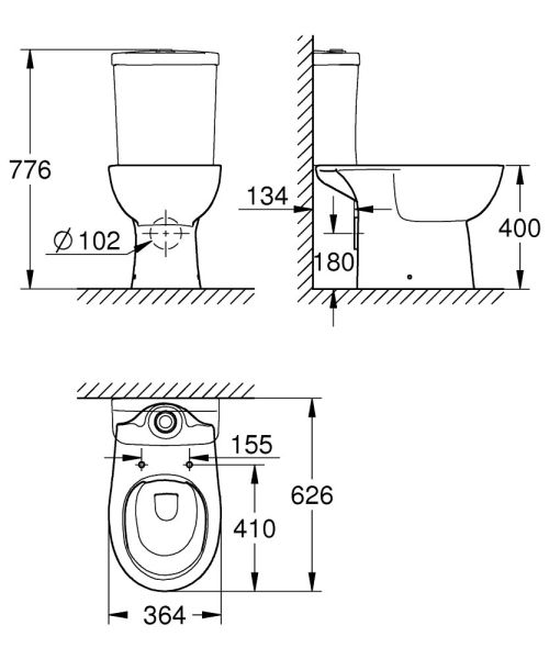 Grohe Bau Keramik Stand-WC für Kombination, weiß