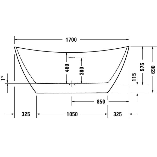 Duravit DuraVato freistehende ovale Badewanne 170x80cm, weiß 700570000000000