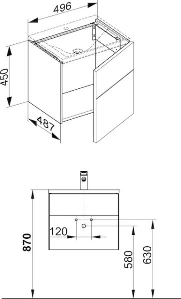 Keuco Royal Reflex Waschtischunterschrank mit 1 Tür, 49,6x48,7cm 34040210001