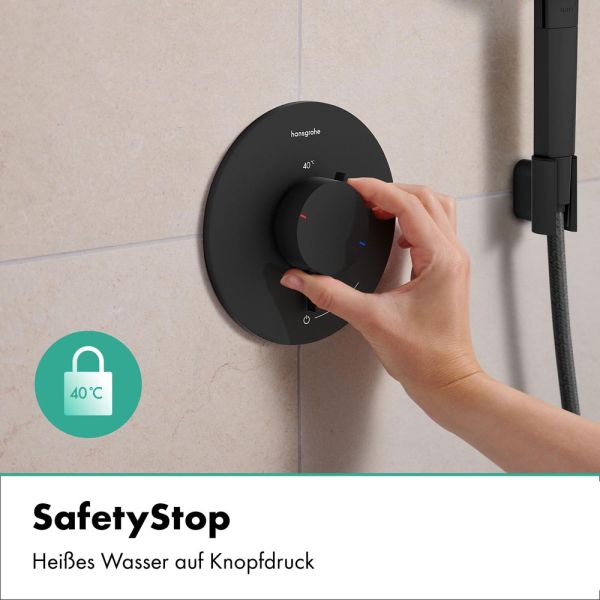 hansgrohe Ecostat Comfort S Thermostat Unterputz 1 Funktion, schwarz matt