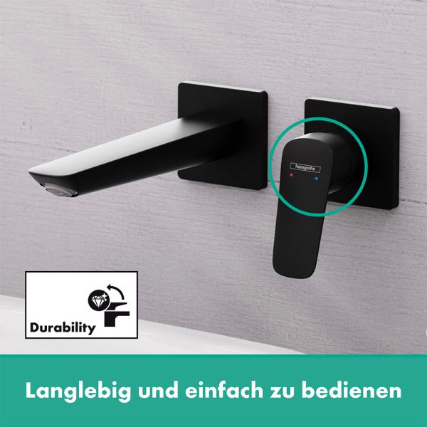 Hansgrohe Logis Waschtischarmatur Unterputz Fine für Wandmontage mit Auslauf 20,6cm, schwarz matt