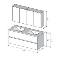Vorschau: RIHO Porto Wave Doppelwaschtisch mit Unterschrank 120cm & LED-Spiegelschrank