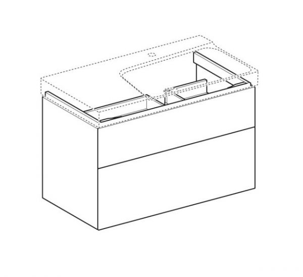 Geberit Xeno² Waschtischunterschrank mit 2 Schubladen, Siphonauschnitt rechts, 88x53cm