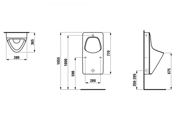 Laufen Antero Absaugeurinal ohne elektronische Steuerung, Zulauf innen, weiß H8411530004011_1