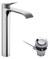 Hansgrohe Vivenis Einhebel-Waschtischarmatur 250 für Waschschüsseln mit Zugstangen-Ablaufgarnitur, chrom 75040000
