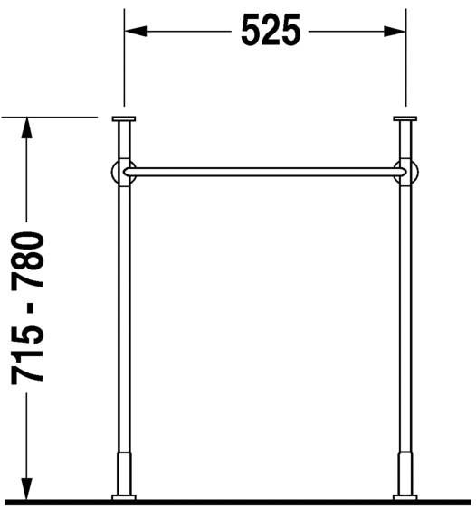 Duravit Vero Metallkonsole bodenstehend/Wandmontage zu Waschtisch 045460 und 235060, chrom