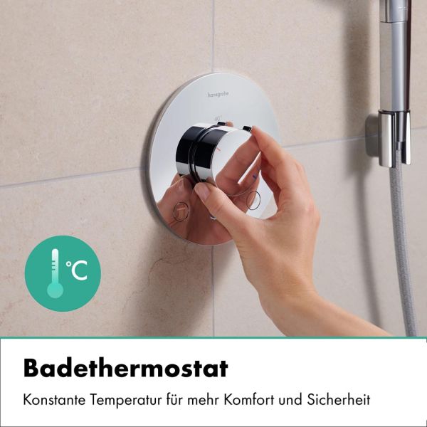 hansgrohe Ecostat Comfort S Thermostat, 2 Funktionen mit Sicherungskombination, chrom