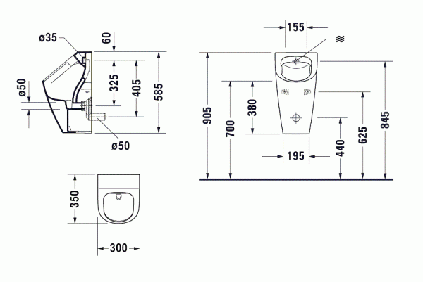 Duravit ME by Starck Urinal rimless 0,5L weiß