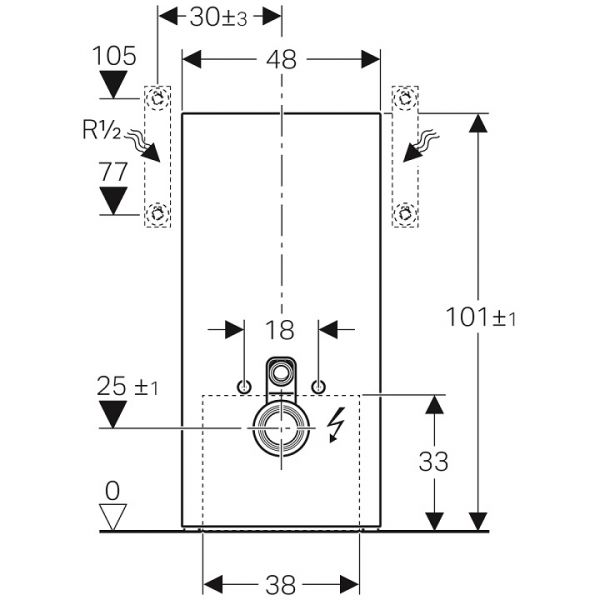 Geberit Monolith Plus Sanitärmodul Wand-WC, 101cm, Frontverkleidung aus Glas