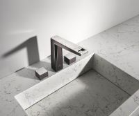 Vorschau: Grohe Allure Brilliant 3-Loch Waschtischarmatur L-Size, mit White Attica Caesarstone Einlagen, hard graphite gebürstet 20671AL0
