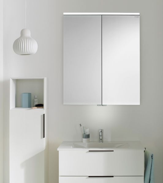 Burgbad Eqio Spiegelschrank mit horizontaler LED-Beleuchtung, Waschtischbeleuchtung, weiß hochglanz SPGT080F2009 1