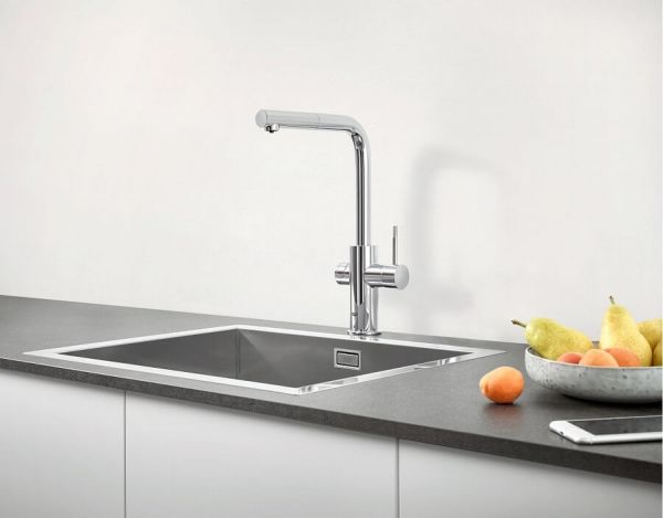 Grohe Blue Professional Küchenarmatur mit Filterfunktion & Sprudelfunktion, herausziehbar, L-Auslauf 31326002 chrom Spüle