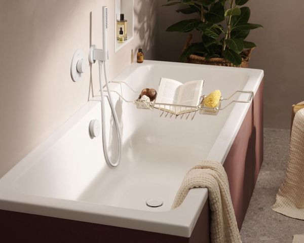 hansgrohe Exafill Fertigset Wanneneinlauf, Ab- und Überlaufgarnitur, weiß matt/weiß glanz