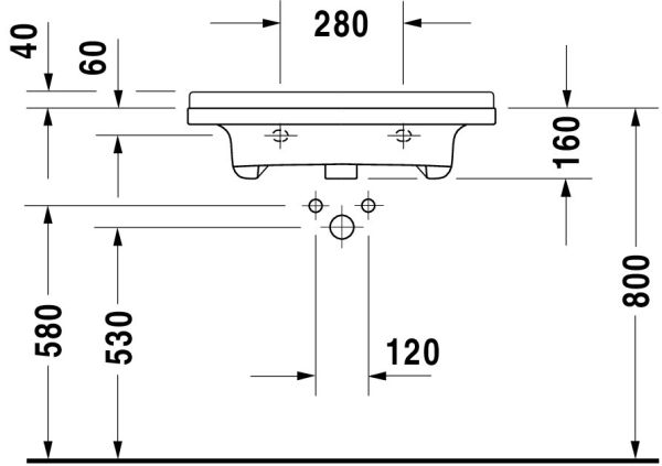 Duravit Starck 3 Waschtisch rechteckig 70x54,5cm, mit 1 Hahnloch und Überlauf, weiß 0309700000 0309700000
