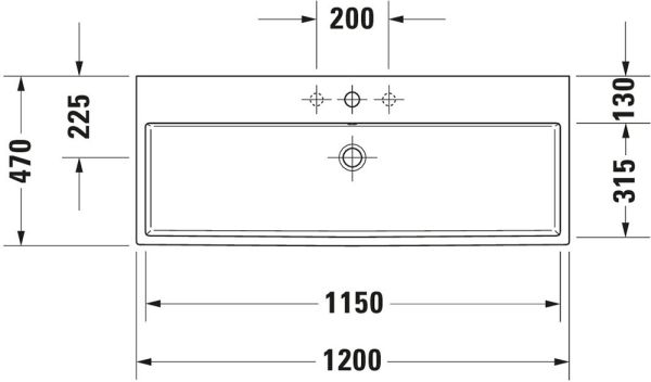 Duravit Vero Air Waschtisch rechteckig 120x47cm, 1 Hahnloch, mit Überlauf, weiß 2350120000
