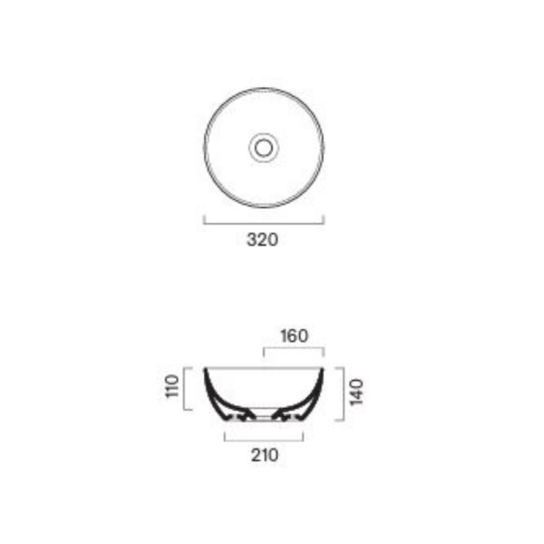 Catalano Sfera Aufsatzwaschbecken rund Ø 32cm CATAglaze+