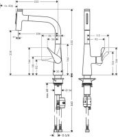 Vorschau: Hansgrohe Metris Select M71 Einhebel-Küchenmischer 240, Ausziehbrause, 2jet edelstahl finish 73822800