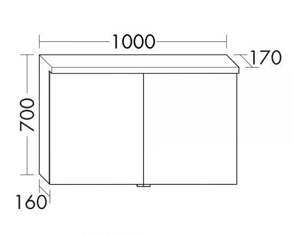 Burgbad Lin20 Spiegelschrank mit horizontaler LED-Beleuchtung und 2 Spiegeltüren, dimmbar, 100x70cm SPQK100