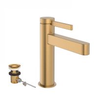 Vorschau: hansgrohe Finoris Waschtischmischer 110 mit Zugstangen-Ablaufgarnitur, brushed bronze 76020140