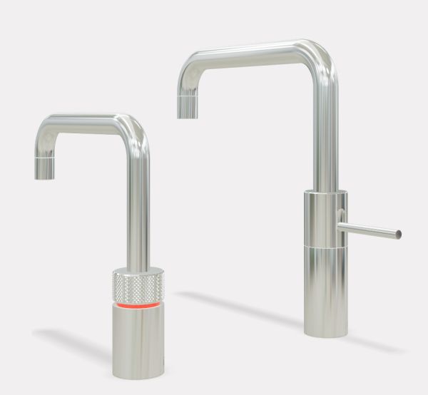 Quooker Nordic Square Twintaps Set aus Kochend-Wasserhahn und Mischbatterie, eckig