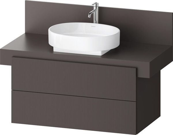 Duravit Balcoon Waschtischunterschrank 100x57x53,4cm für Aufsatzbecken, 2 Schubladen, schieferbraun matt