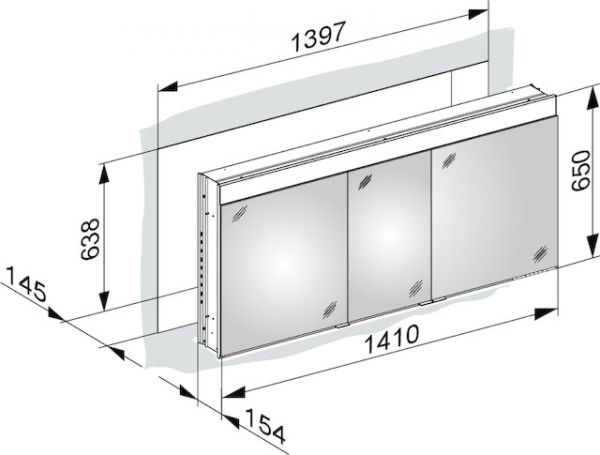 Keuco Edition 400 Spiegelschrank DALI-steuerbar für Wandeinbau, 141x65cm