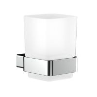 emco loft Zahnputzbecher Wandmodell, Kristallglas satiniert, Glashalter chrom 