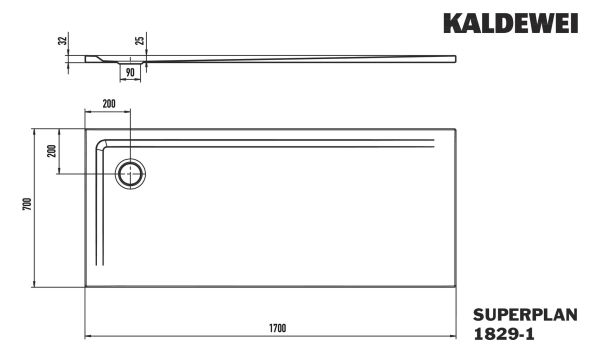 Kaldewei Superplan Rechteck-Duschwanne mit Wannenträger extraflach 3,7cm