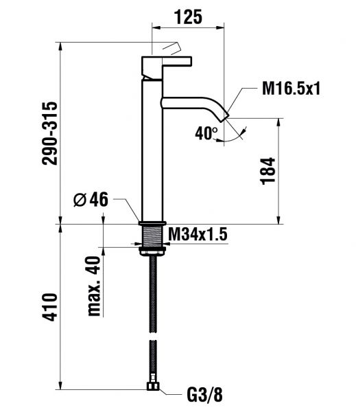 Kartell by Laufen Einhebel-Waschtischmischer für Aufsatzwaschtische, schwarz matt