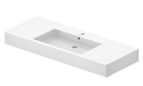 Duravit Vero Waschtisch rechteckig 125x49cm, mit 1 Hahnloch und Überlauf, WonderGliss, weiß 03291200001