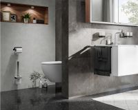 Vorschau: emco loft Toilettenbürstengarnitur Kristallglas satiniert in schwarzchrom gebürstet 