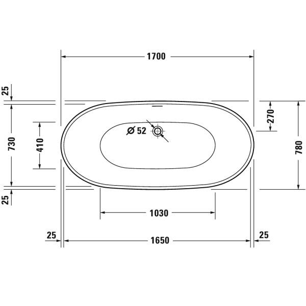Duravit DuraVato freistehende ovale Badewanne 170x78cm, weiß 700571000000000