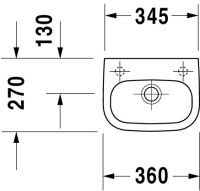 Vorschau: Duravit D-Code Handwaschbecken rechteckig 36x27cm, mit 1 Hahnloch links, mit Überlauf, weiß 0705360009