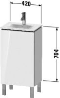 Vorschau: Duravit L-Cube Waschtischunterschrank 44x31cm mit 1 Tür und 1 Glasfachboden für Viu 073345, techn. Zeichnung