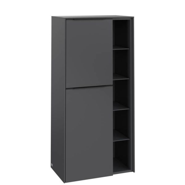 Villeroy&Boch Subway 3.0 Mittelschrank mit 2 Türen und 1 offenes Fach graphite volcano black C59801VR