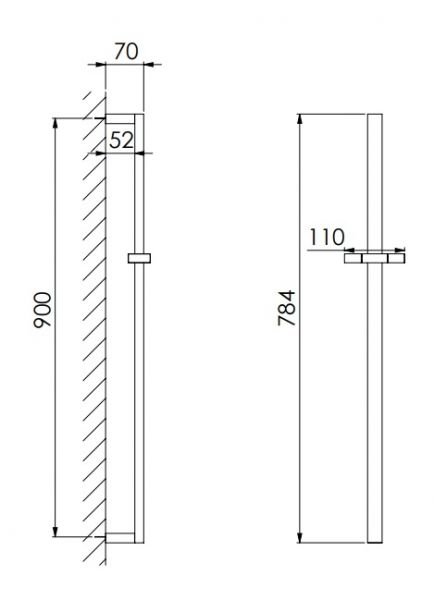 Steinberg Brausestange mit Gleiter, 90cm, chrom