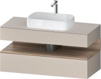 Duravit Qatego Unterschrank für Aufsatzbecken 120x55cm in taupe matt, mit offenem Fach in eiche marmoriert QA4732