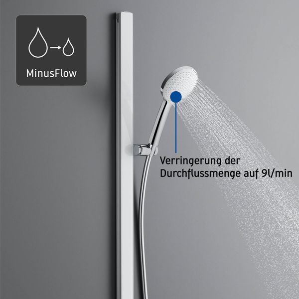 Duravit Handbrause Minus Flow 11cm, 3 Strahlarten, chrom/weiß UV0652015010