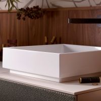 Vorschau: hansgrohe Xuniva Evo E Aufsatzwaschtisch 40x40cm mit Ablaufventil, SmartClean & HygieneEffect, weiß