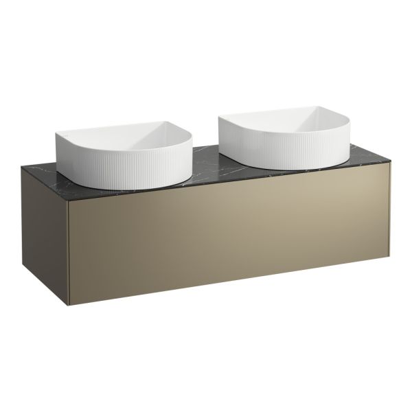 Laufen Sonar Unterschrank 117cm für 2 Aufsatzbecken, 1 Auszug, titan nero marquina H4054240341421