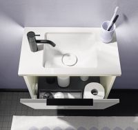 Vorschau: Burgbad Eqio Gästebad Mineralguss-Handwaschbecken 52x31cm mit Waschtischunterschrank mit 1 Klappe