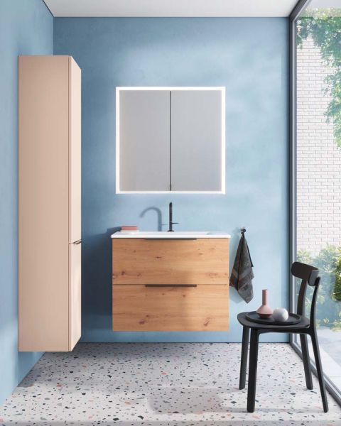 Burgbad rl20 Spiegelschrank 81x80cm mit Klarglas Lichtrahmen, Wandeinbau 