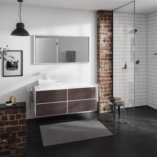 Hansgrohe Xevolos E Unterschrank 137cm für Aufsatzwaschtisch links mit Konsole, 4 Schubkästen