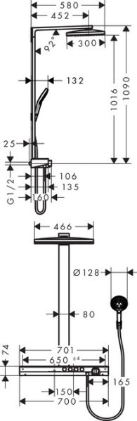 Hansgrohe Rainmaker Select 460 3jet Showerpipe Duschsystem, weiß/chrom