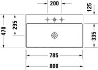 Vorschau: Duravit DuraSquare Waschtisch 80x47cm, ohne Überlauf, ohne Hahnloch, mit nicht verschließbarem Ablaufventil, weiß 2353800070